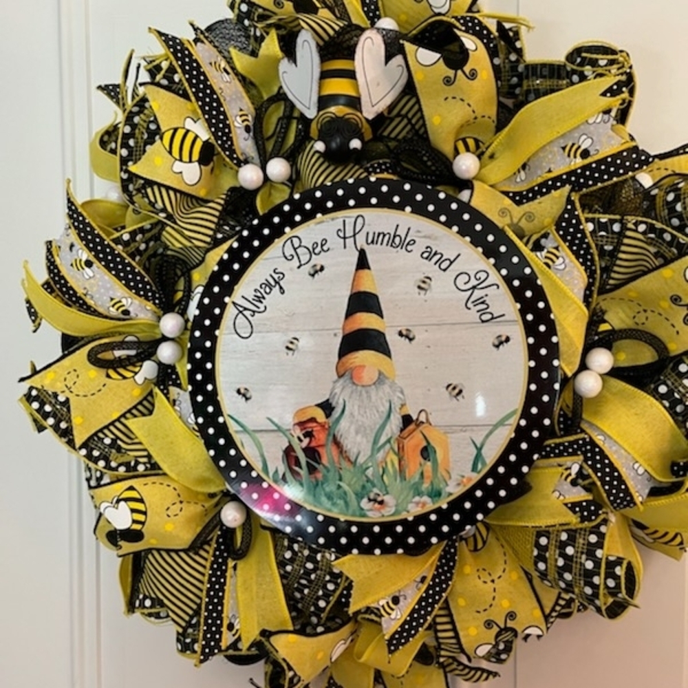 Bee-Themed Yellow & Black Decorative Wreath